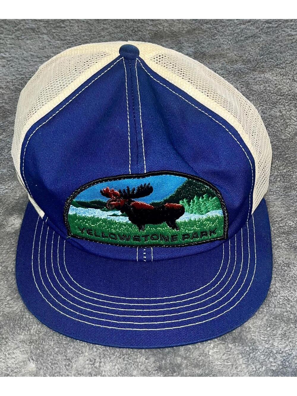 Vintage RARE Yellowstone Park Hat SnapBacK Trucker Cap Moose 1980s